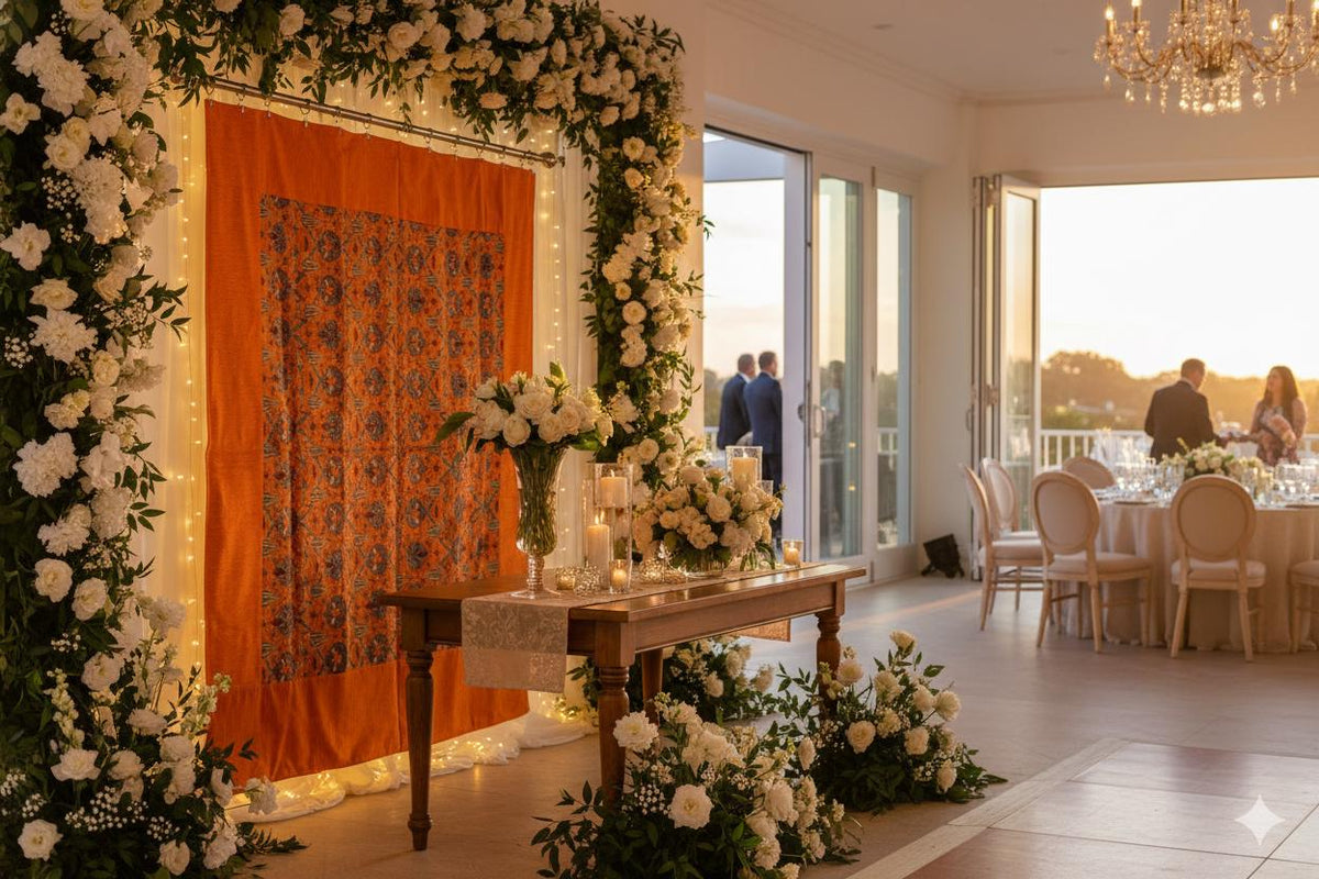 Orange Turkish Botanical Rug with Wide Border, 230 x 200 cm