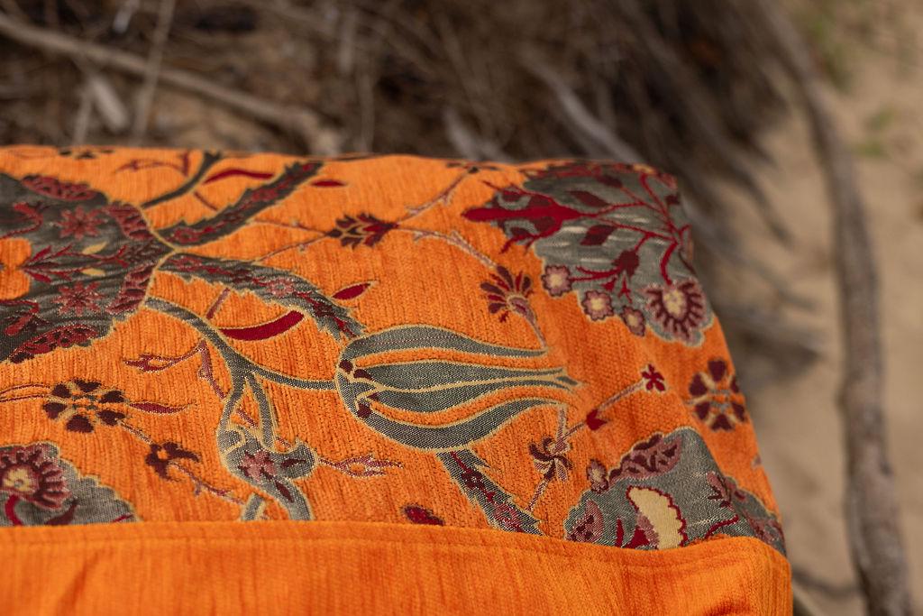 Orange Turkish Botanical Rug with Wide Border, 230 x 200 cm