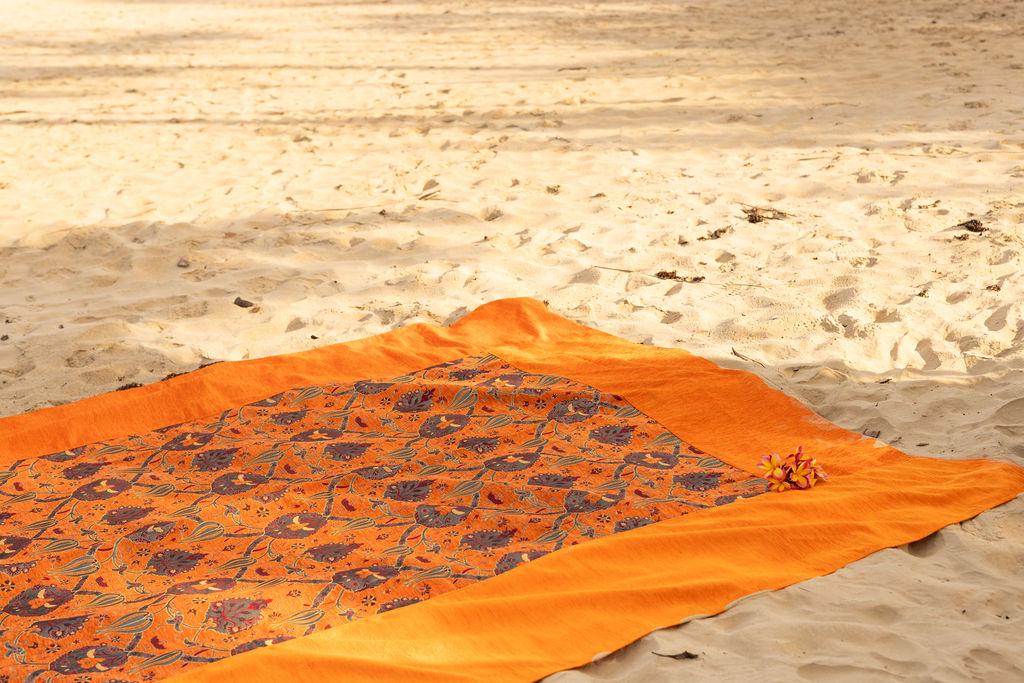Orange Turkish Botanical Rug with Wide Border, 230 x 200 cm