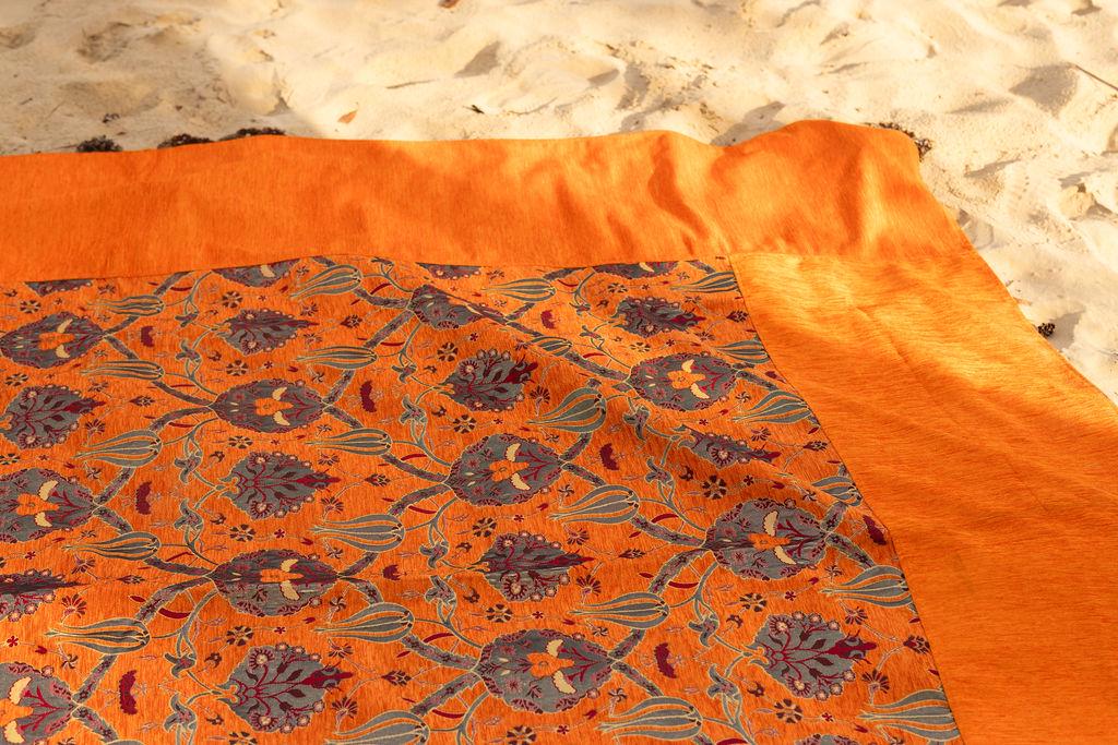 Orange Turkish Botanical Rug with Wide Border, 230 x 200 cm