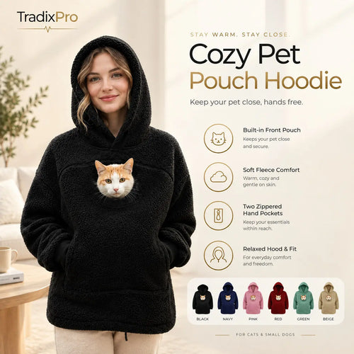 Textured Fleece Pet Pouch Hoodie for Cats and Small Dogs