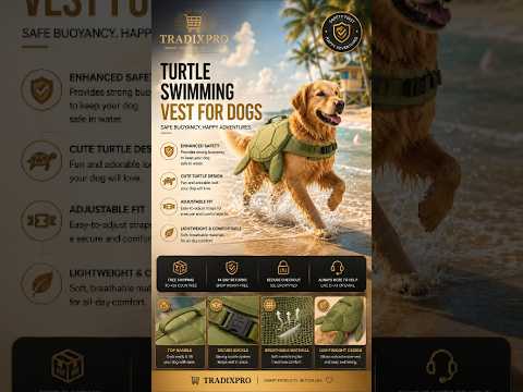 Dog Turtle Swimming Vest Adjustable Buoyancy Aid S-XL