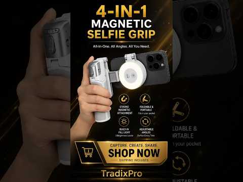 Magnetic Phone Tripod Grip with Fill Light and Bluetooth