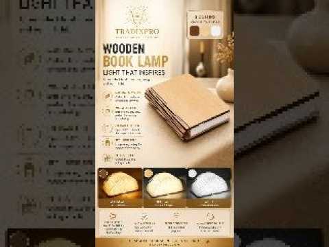 Folding Wooden Book Lamp USB Touch Dimmable LED Night Light