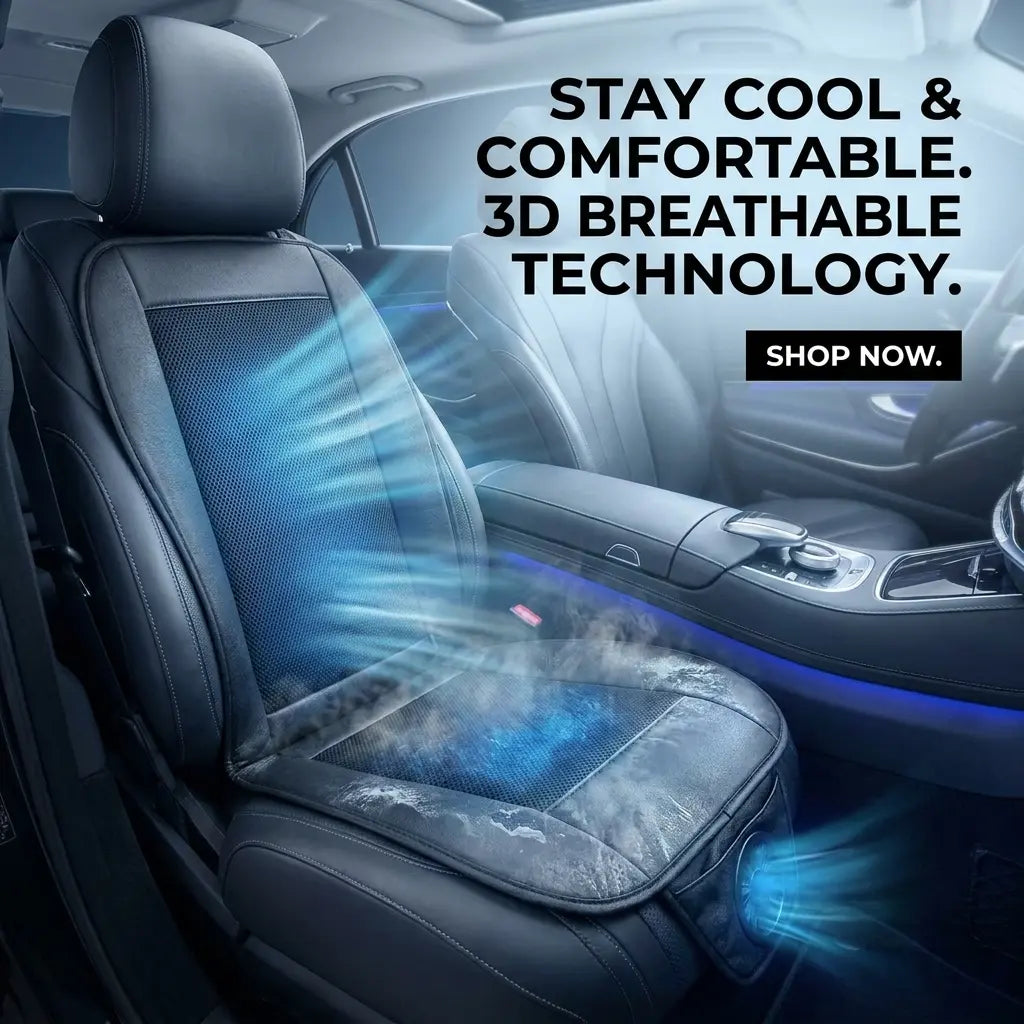 12V Car Seat Cooling Cover - Ventilated Mesh Cushion