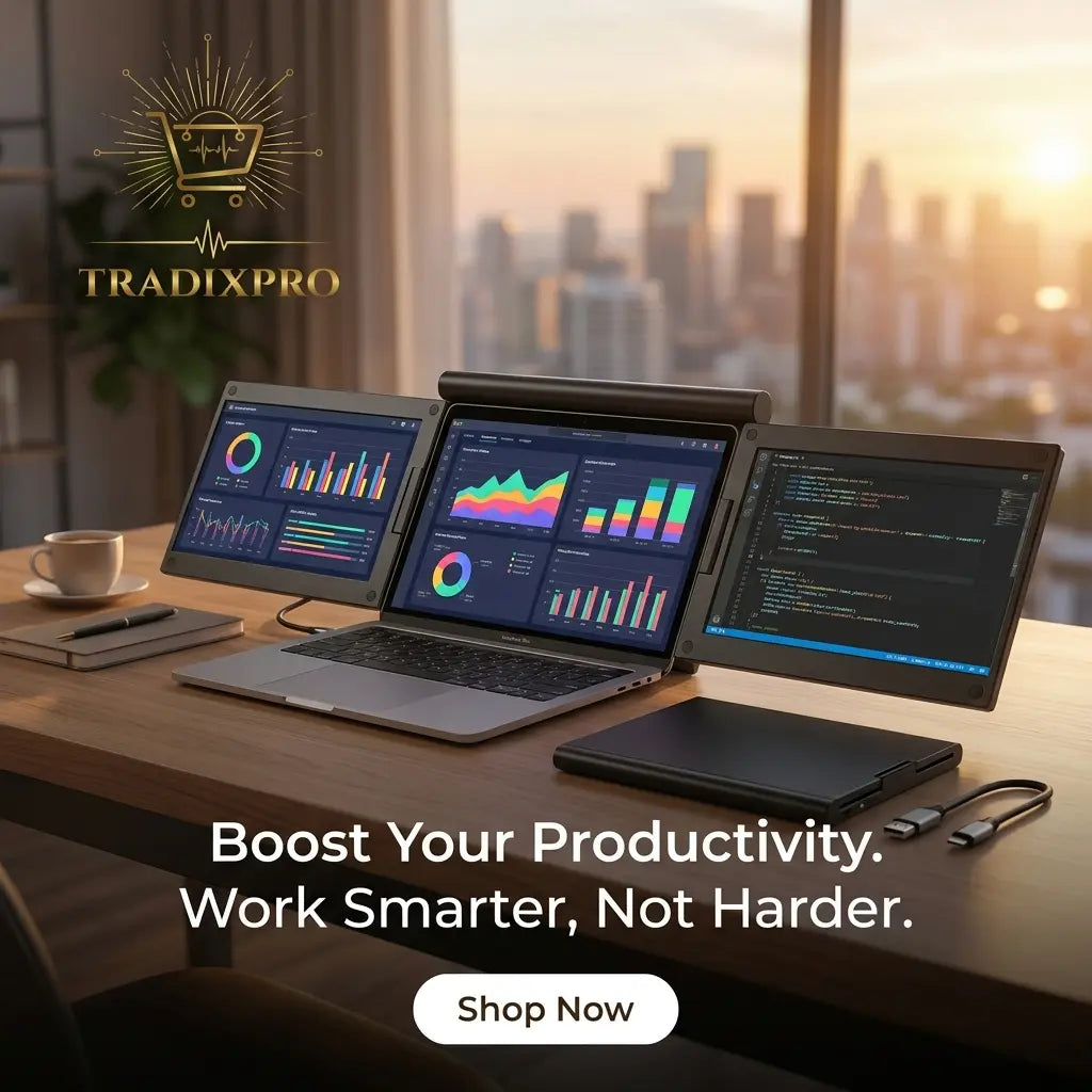 Portable Triple Screen Laptop Monitor Extender USB-C