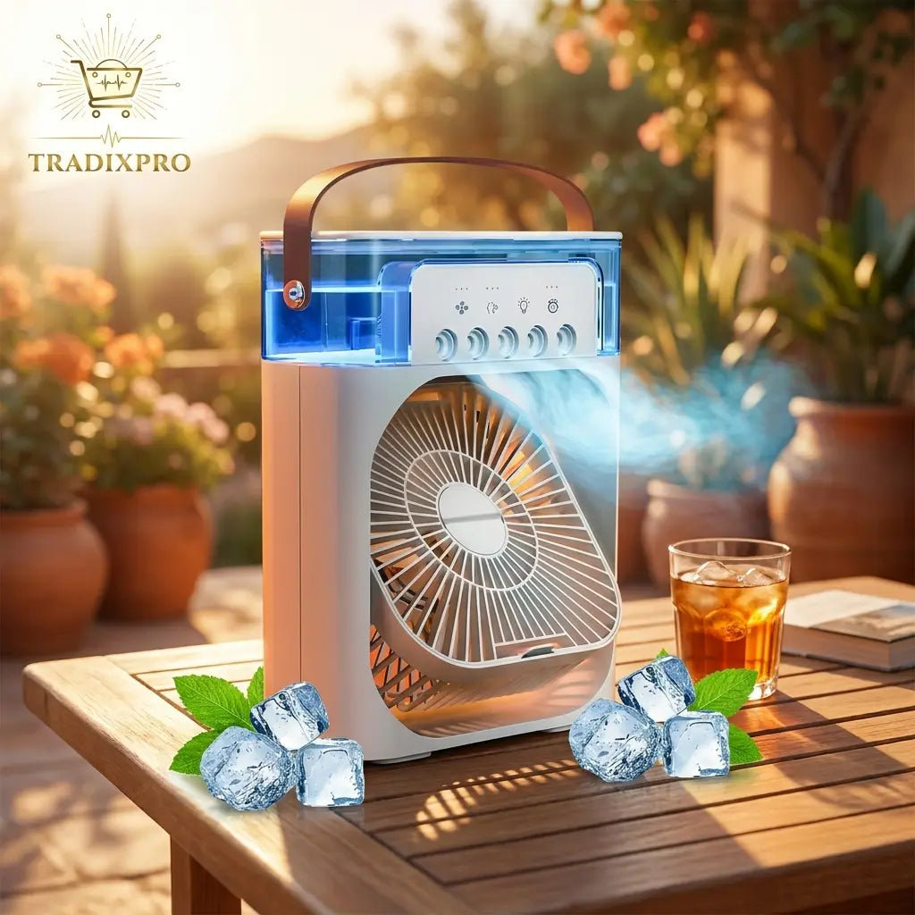3-in-1 Portable Air Cooler Fan, Humidifier & LED Light