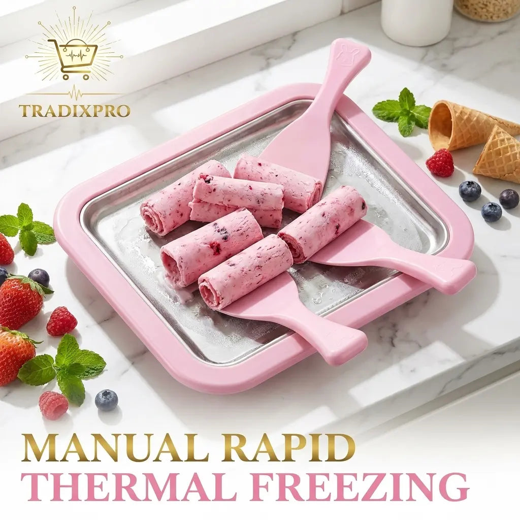 Instant Freeze Rolled Ice Cream Plate — No Electricity